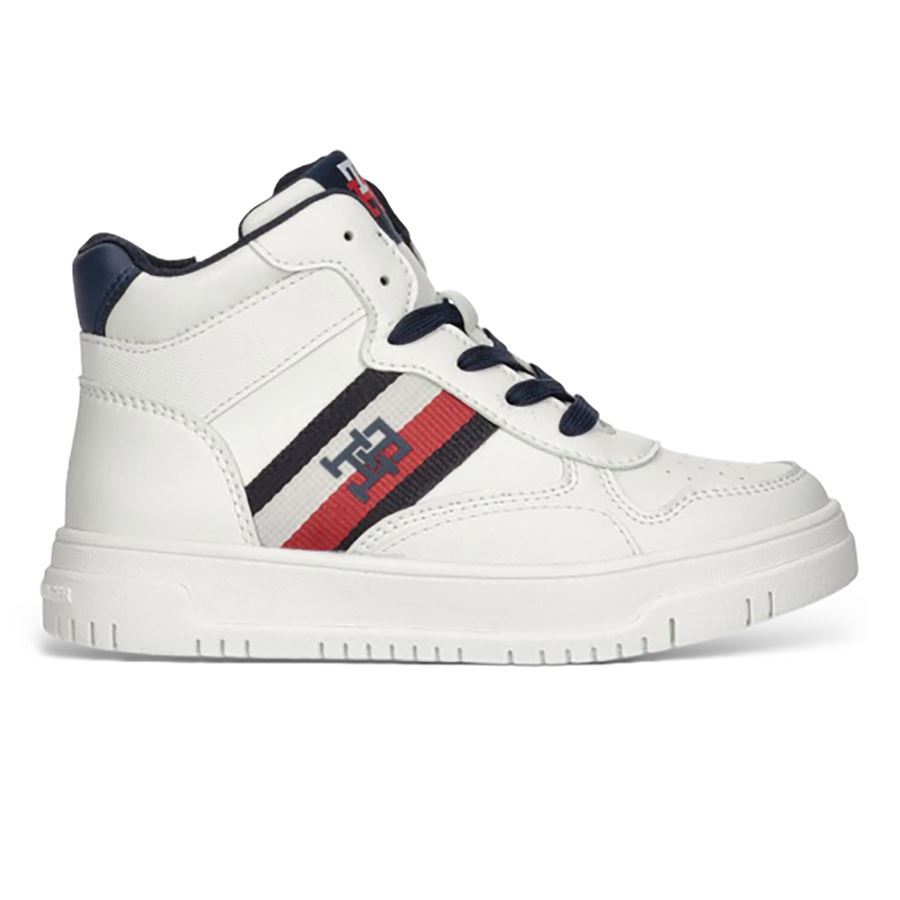 Sneaker alta allacciata stripes da bambino Tommy Hilfiger | T3X9331211355A473